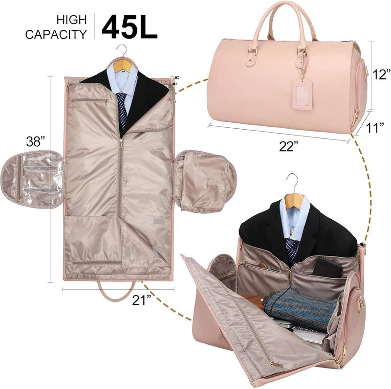 Women 2in1 Garment Duffle Bag Pink Hanging Suit Travel Carry On2