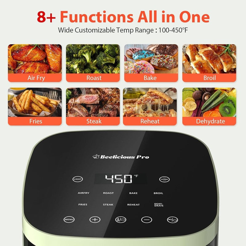 Beelicious 8-in-1 4QT Air Fryer, Digital, Viewing Window, Shake Reminder2