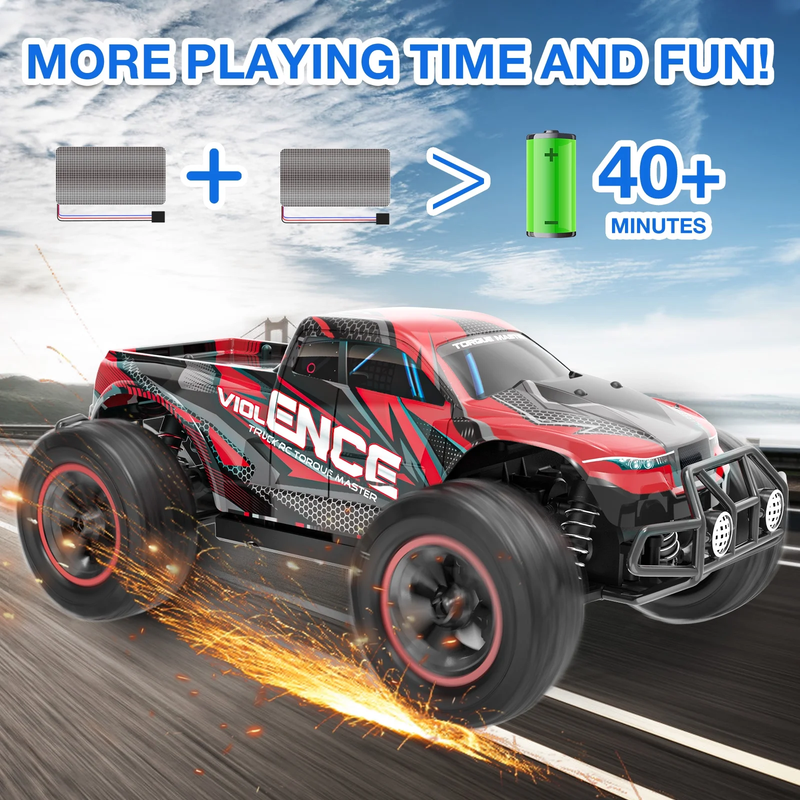 RC 1:16 Remote Control Truck 30MPH 4WD Off Road w/ 2 Batteries LED Lights8