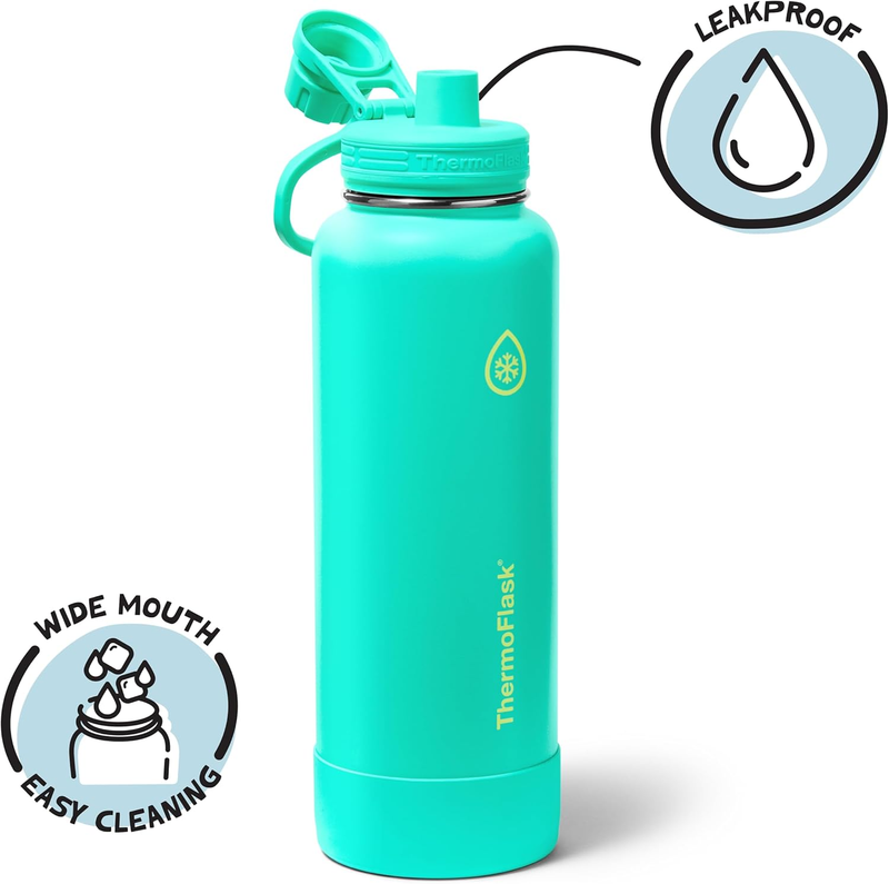 40oz Insulated Water Bottle Stainless Steel Spout Lid Leakproof Hot Cold2