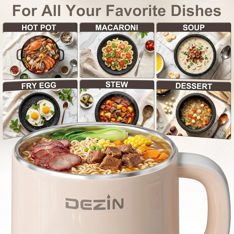 1.6L Electric Pot Ramen Cooker Stainless Steel Hot Pot Temp Control Warmer4