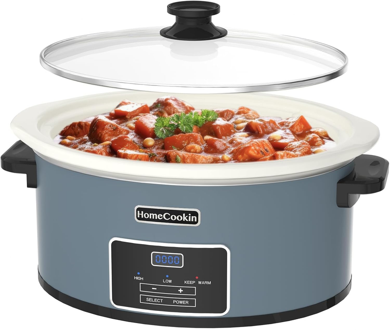 8Qt Programmable Slow Cooker Timer Keep Warm 6+ Servings Blue8