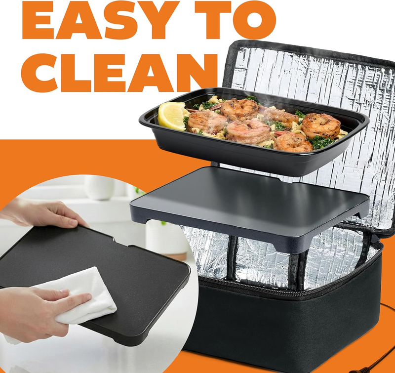 Mini Heated Lunch Box 12V Portable Electric Food Warmer for Car Black3