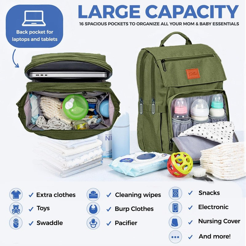 Baby Diaper Bag Backpack Large Waterproof w/ Changing Pad Easy Access2