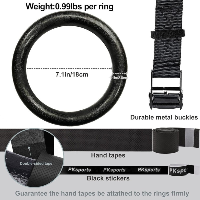 Gymnastic Rings 1100Lb Capacity, 14.76Ft Adjustable Straps, Non Slip Home Gym4