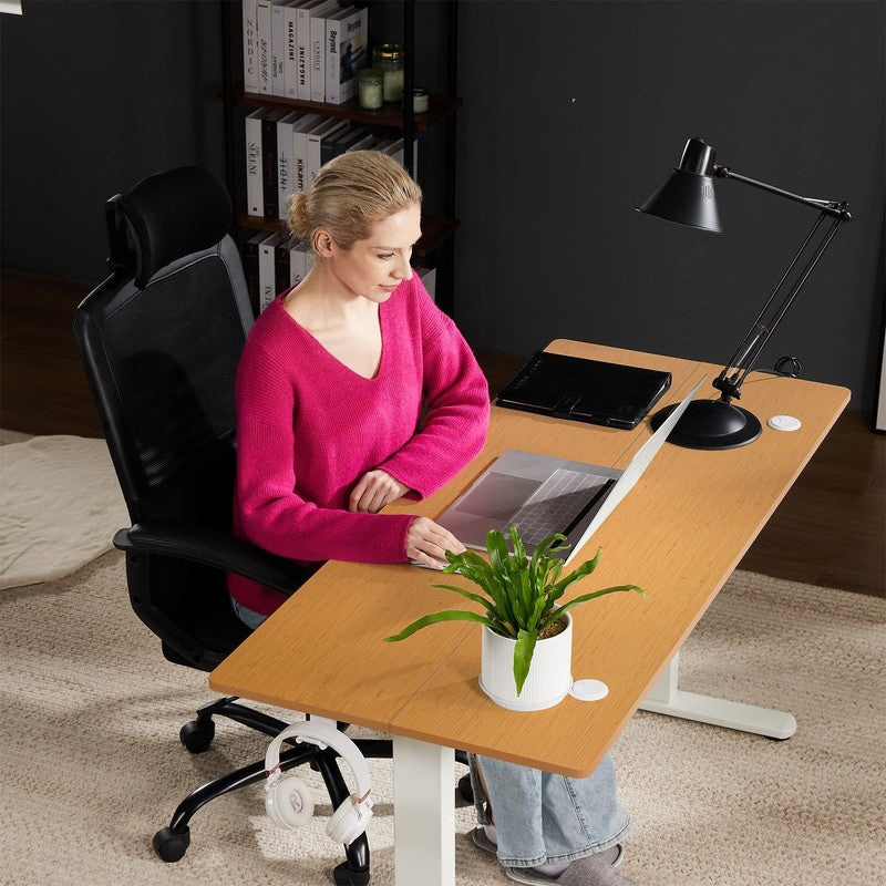 55"×24" Electric Height Adjustable Standing Desk Sit Stand Workstation Oak1