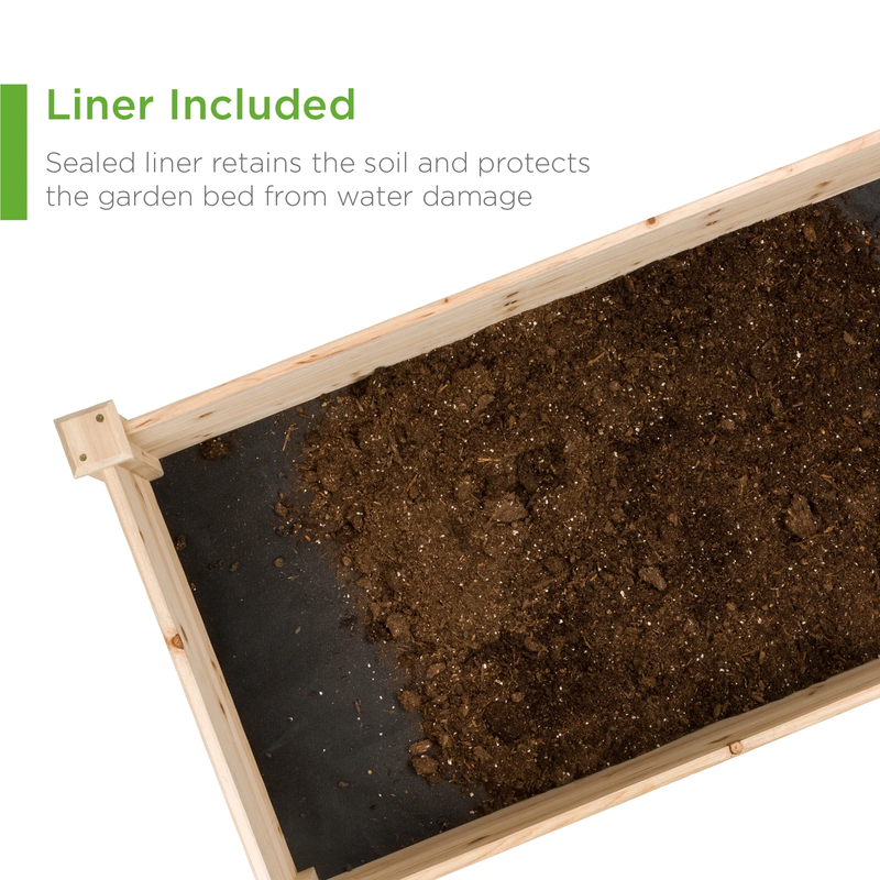 8X2Ft Outdoor Wooden Raised Garden Bed Planter for Grass, Lawn, Yard - Natural5