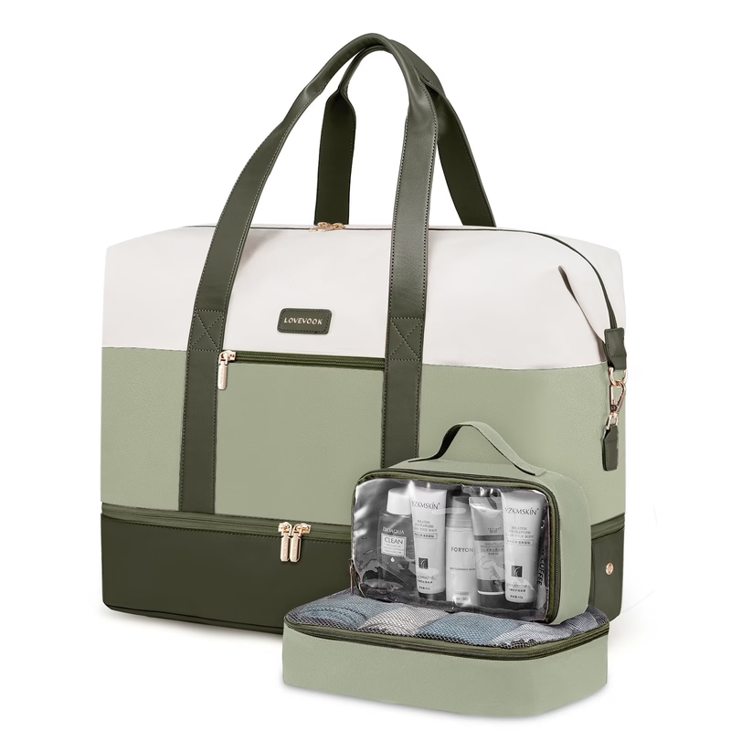 Women Travel Duffel Bag Large Weekender Gym Bag Shoe Compartment Packing Cubes0