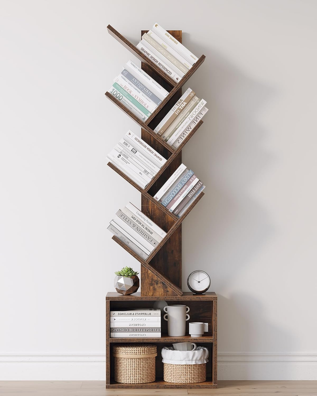 6 Tier Tree Bookshelf, Small Bookcase with Storage Cabinet, Tall Bookshelves10