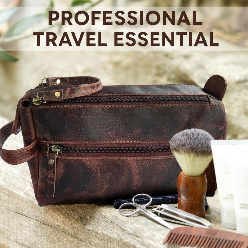 Leather Toiletry Bag Dopp Kit Travel Organizer Makeup Shaving Case5