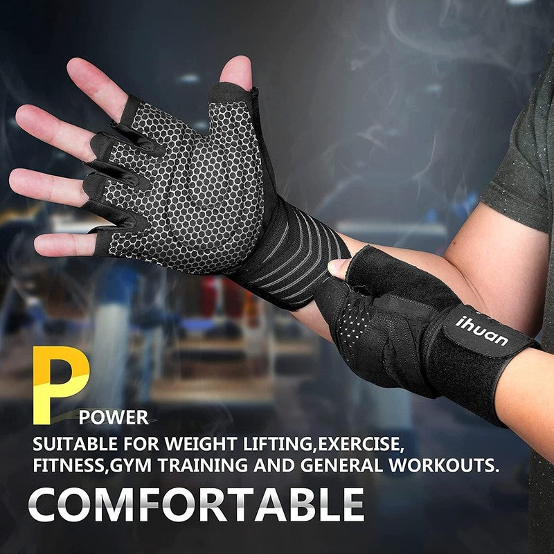 Ventilated Weightlifting Gloves with Wrist Wrap Support for Men and Women2