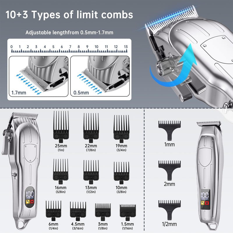 Hair Clippers for Men, Professional Cordless Beard Trimmer Set, Rechargeable Bar2
