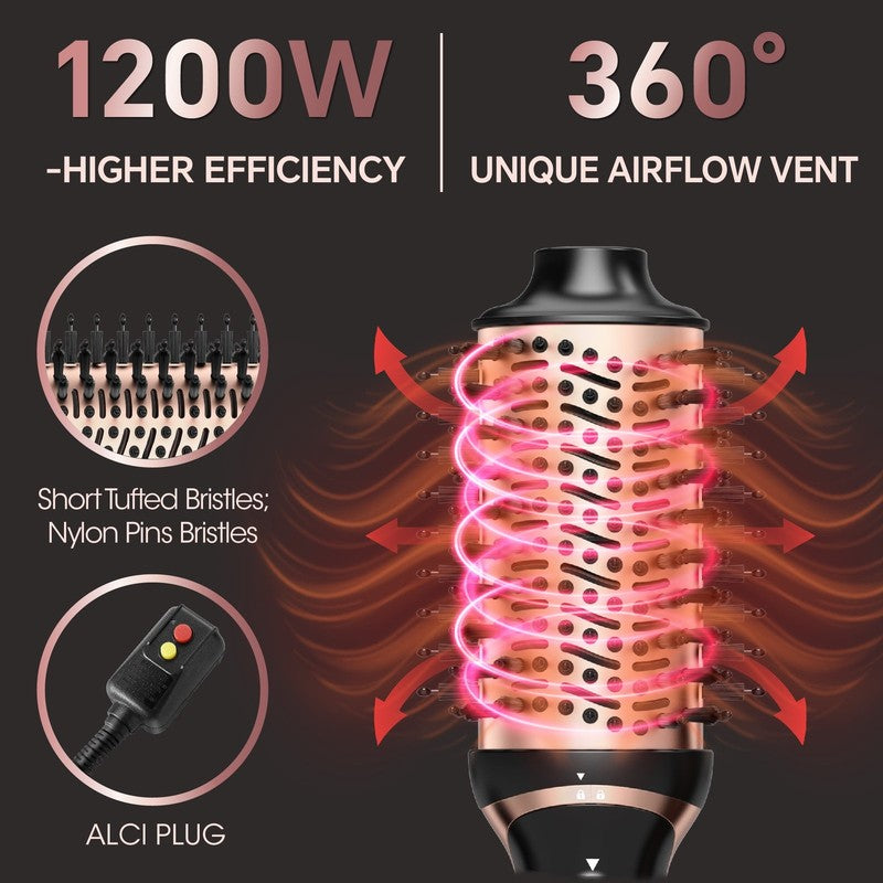 Hair Dryer Brush, Black Blow Dryer Brush, Curly, Dry, Oval Hot Air Brush5