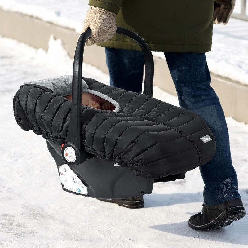 Winter Baby Car Seat Cover, Plush Lined, Waterproof, Universal Fit, Black3