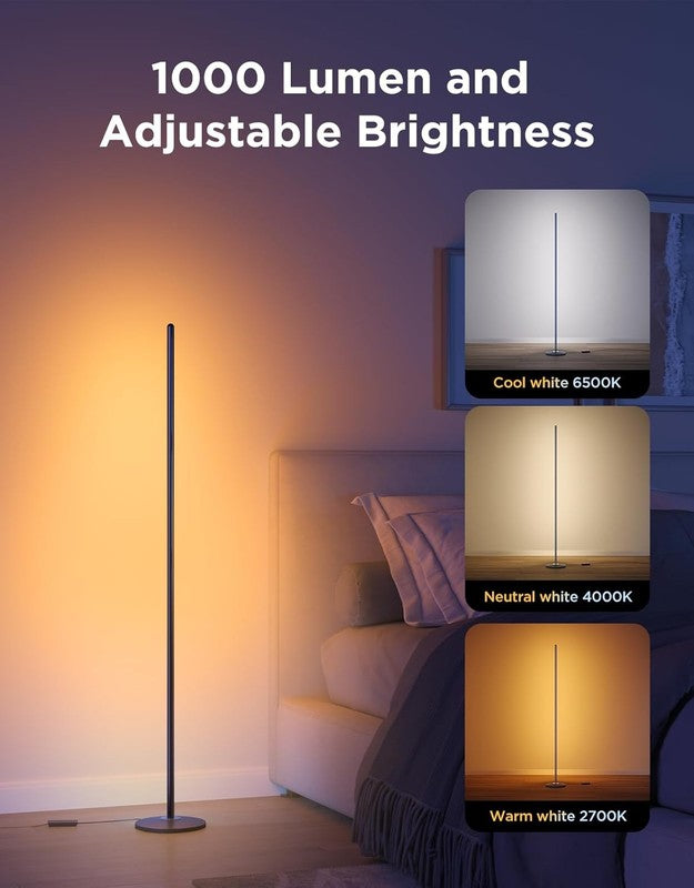 RGBIC Floor Lamp Basic, LED Corner Lamp Works with Alexa, 1000 Lumen Smart Moder6