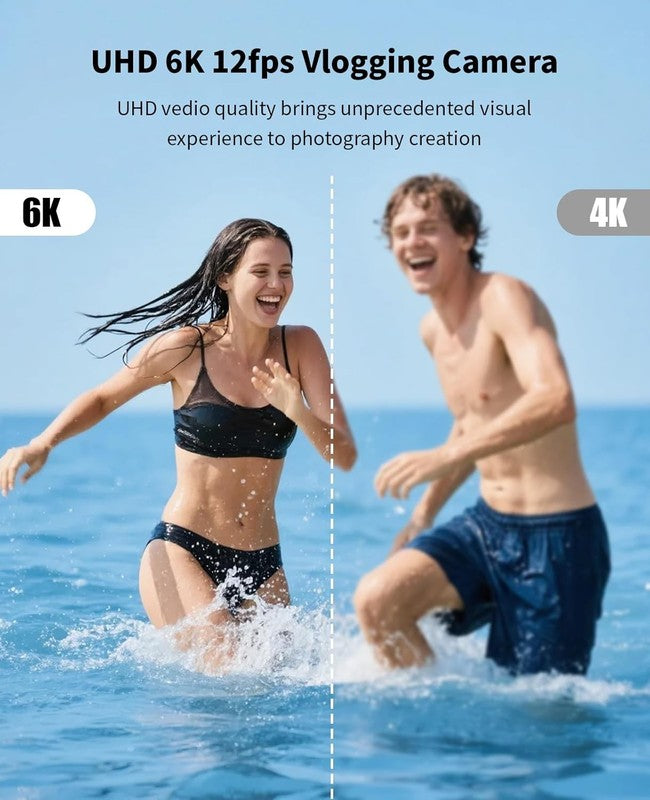 6K Digital Camera 75MP Vlogging 8X Optical Zoom 3" Flip Screen Anti-Shake w 64GB2