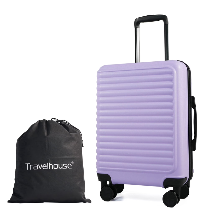 20" Underseat Hard Sided Carry On Luggage, Spinner Wheels, Abs,Light Purple10