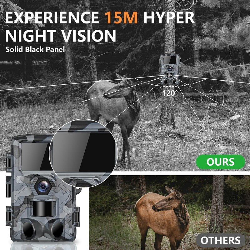 Trail Camera 60MP WiFi Night Vision IP66 + 32GB Card 120° APP Control1