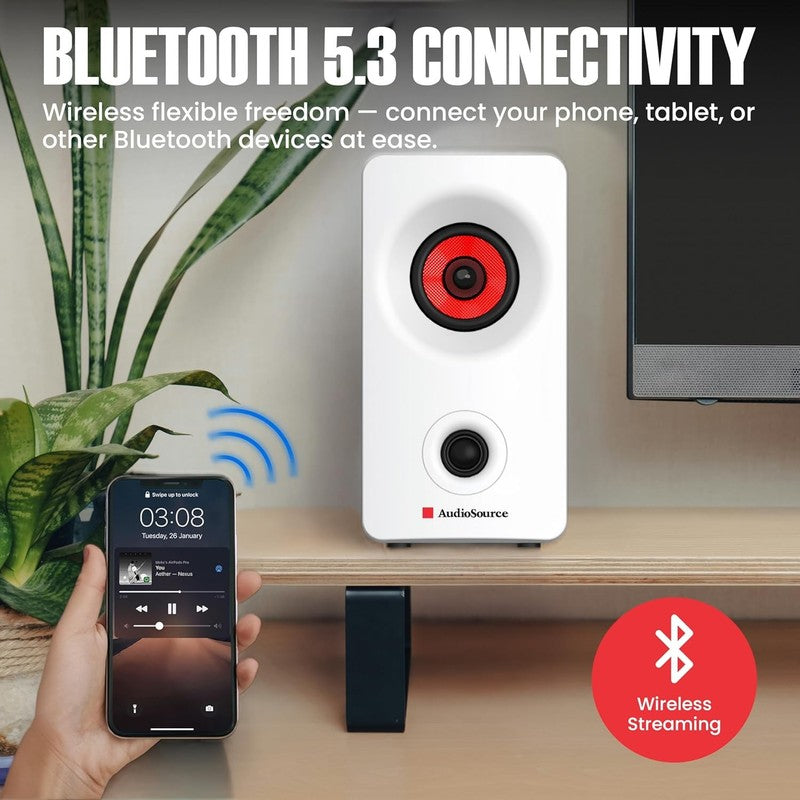 Bluetooth 5.3 PC Speakers USB C 2.0 Stereo AUX Dual Drivers Compact White1