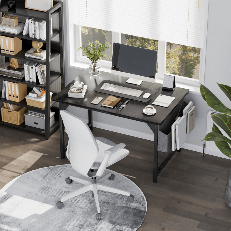 47" Computer Desk Small Office Modern Writing Desk w/ Storage & Headphone Hook1