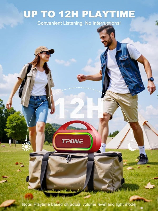 30W Bluetooth Speaker, IPX5 Waterproof, 12H Playtime, TWS, Light, Red2