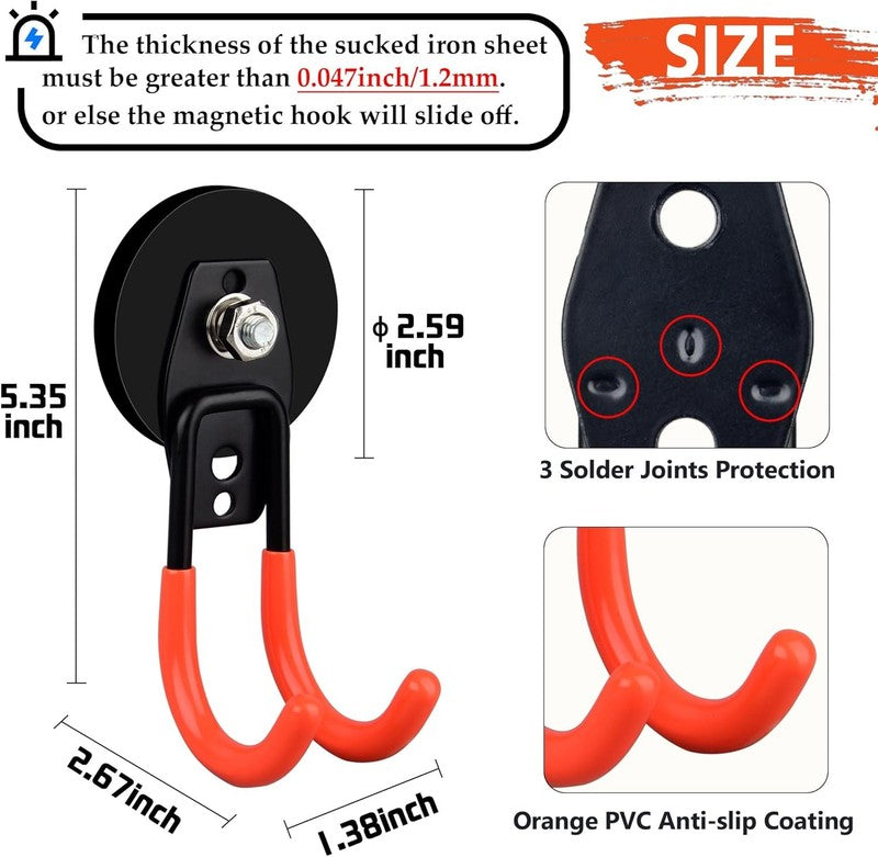 4 Pack Heavy Duty Magnetic Hooks Strong J Hooks for Garage & Tools4