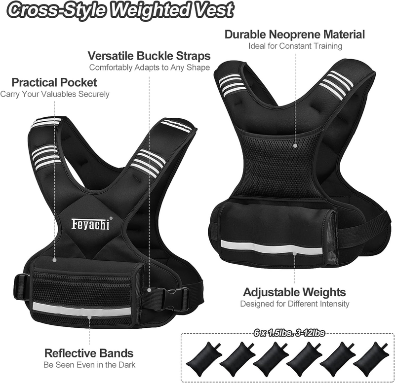 Adjustable Weighted Vest   3 12 Lbs/12 20 Lbs/20 32 Lbs X Type Weight Vest with 2