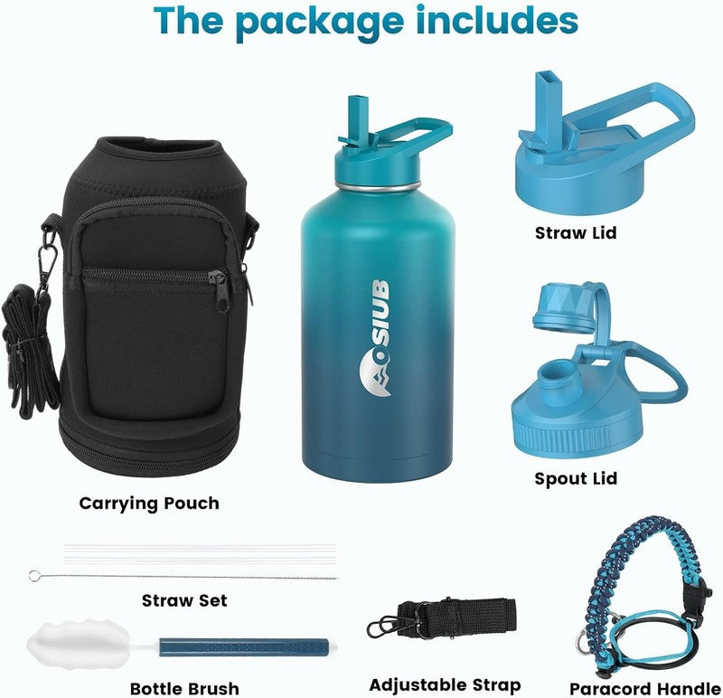 64oz Insulated Water Bottle Cyanblue   Triple Wall Vacuum, Leakproof, BPA Free5