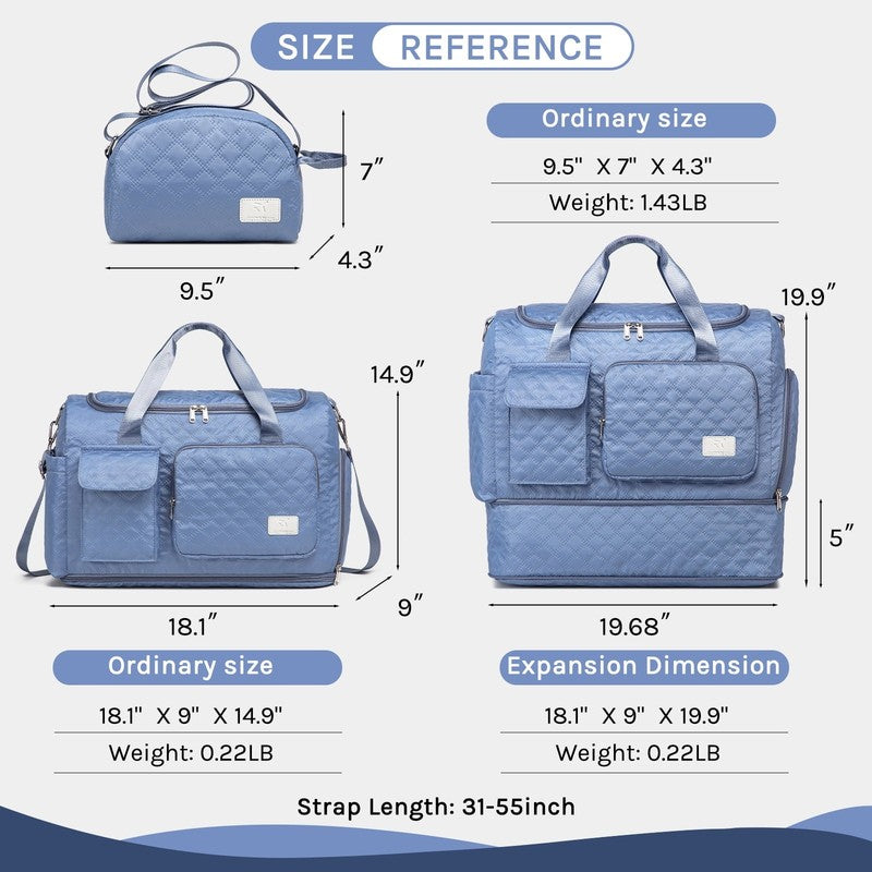 2-Piece Expandable Foldable Duffle Bag Set with Wet Pocket and Shoe Compartment,4