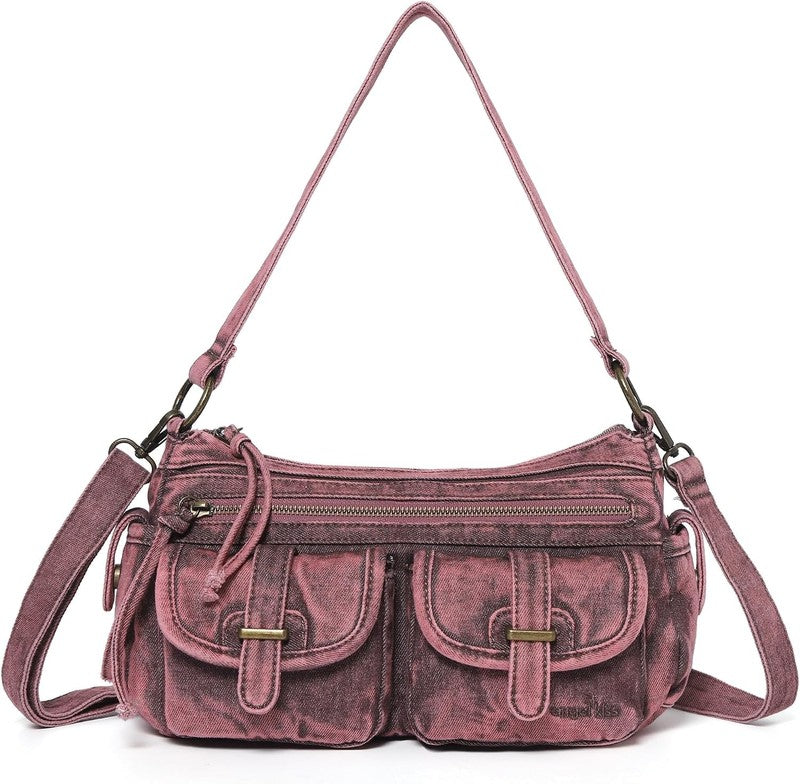 Women's Soft Vegan Leather Hobo Crossbody Multi Pocket Bag1