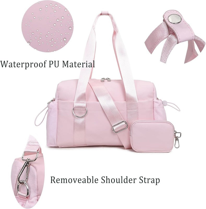 Everyday Mini Gym Bag Women 2.0 Tote Waterproof Travel Duffle Pink Coin Wallet5