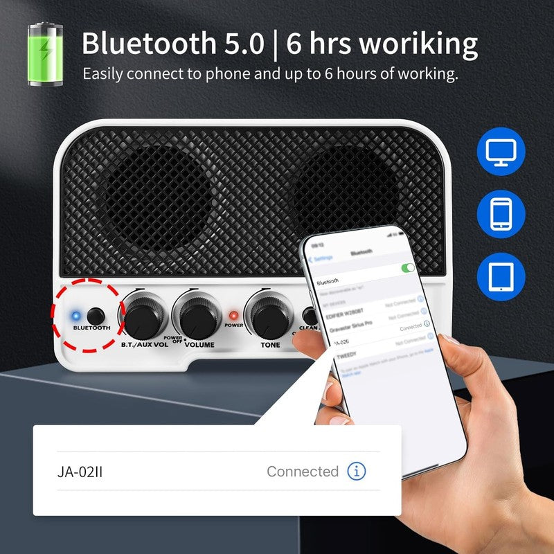 Mini Guitar Amplifier 5W Bluetooth Rechargeable Portable Practice Amp Black3