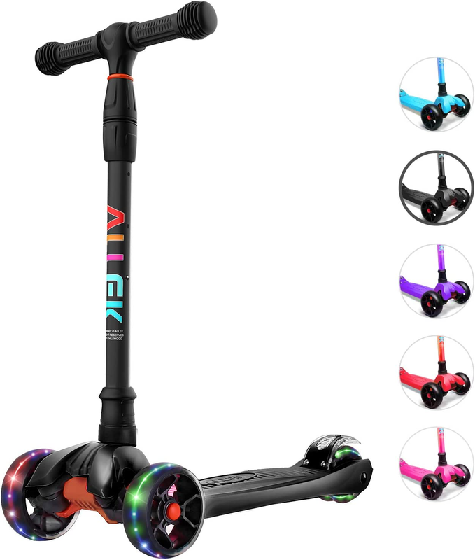 Kick Scooter B02 Lean 'N Glide Wide PU Light Up Wheels 4 Heights Black0