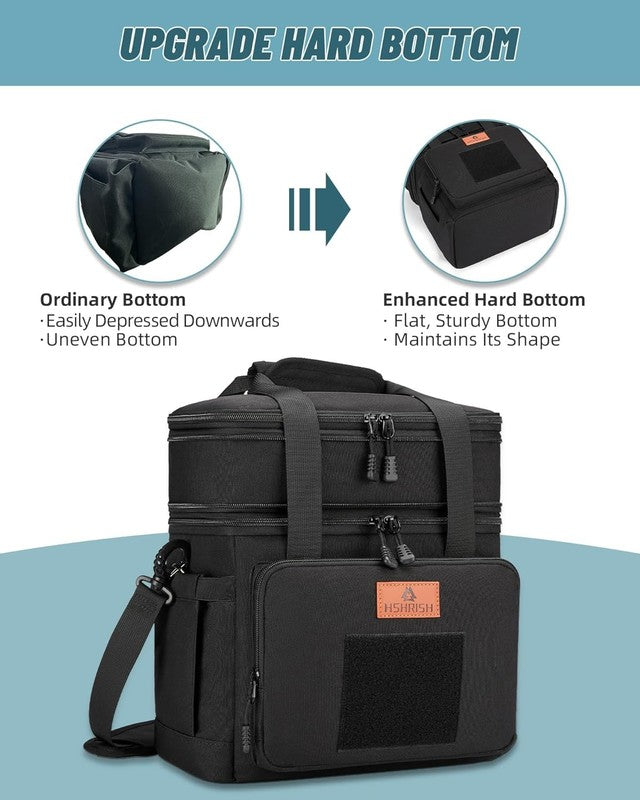 Large Expandable Insulated Lunch Bag Cooler 16L/24 Cans Black2