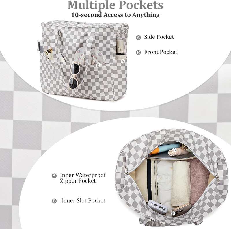 Waterproof Beach Bag Large Women Sandproof Tote Zipper Wet Pocket Travel4