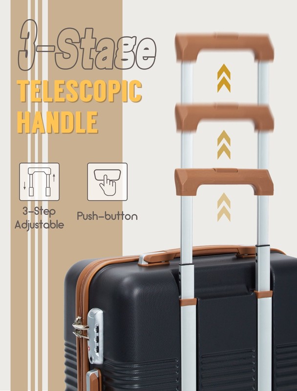 5 Piece Hardside Carry on Luggage Set, 20/24/28 Inch Spinner Suitcase with TSA L1