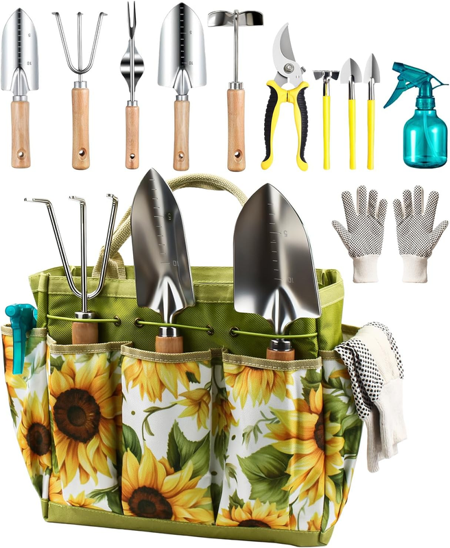 Garden Tools Set 12-Piece, Gardening Tools Kit with Comfortable Handle, Heavy Du8