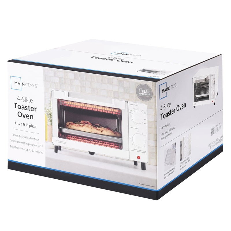 4-Slice Countertop Toaster Oven with Bake Pan & Rack, 3 Settings, White11