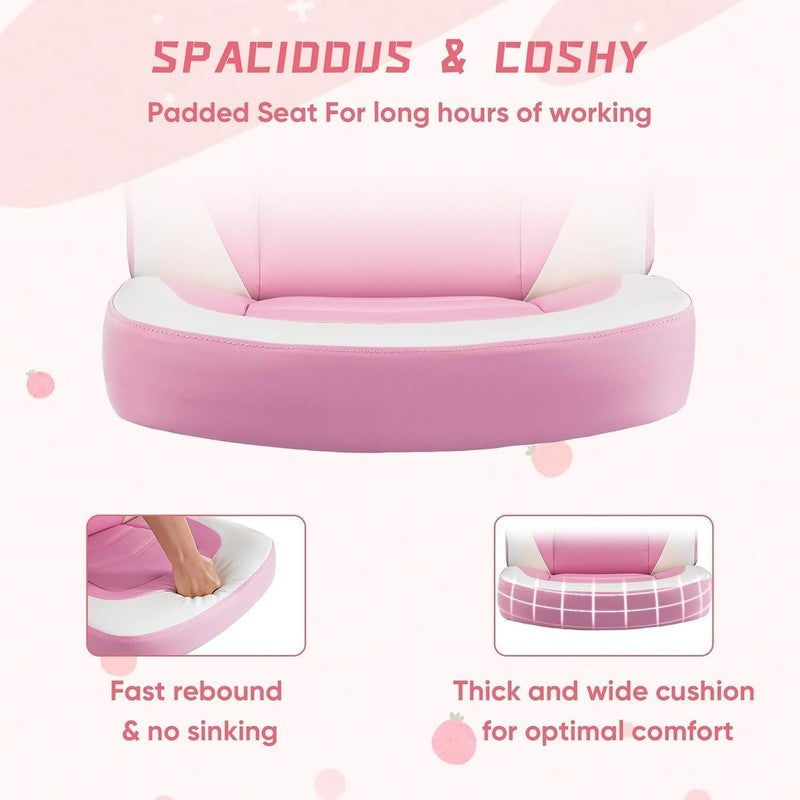 Big & Tall Gaming Office Chair PU Leather Swivel Flip Up Arms Lumbar Pink4