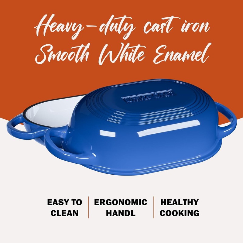 5QT Cast Iron Dutch Oven Bread Kit w/ Banneton Lame Blue1