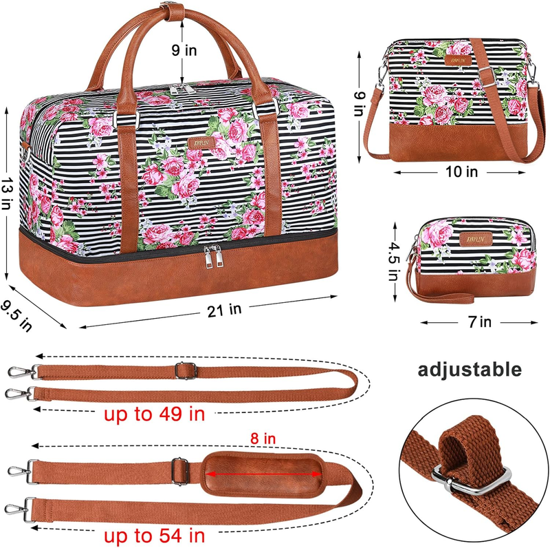 Weekender Bags for Women, 21" Weekender Travel Bag, Travel Duffle Bag with Shoe 5