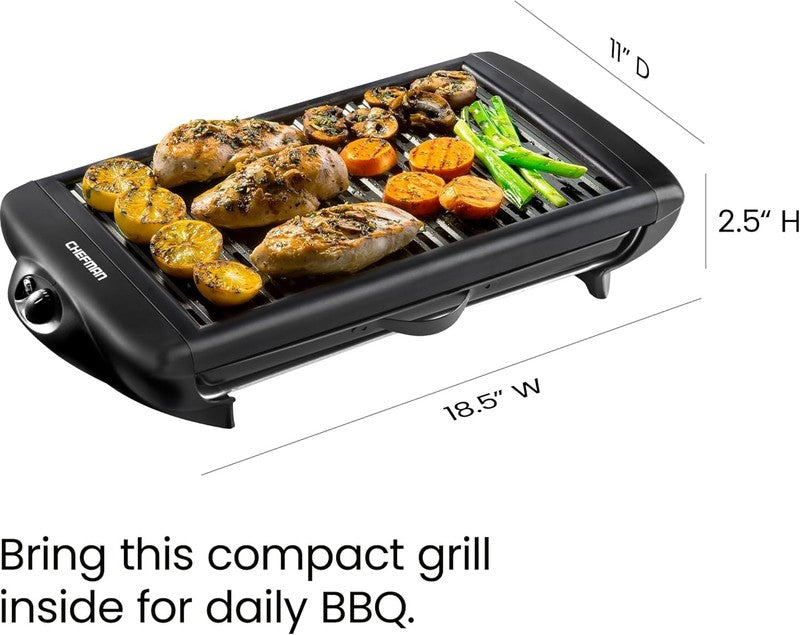 Electric Smokeless Indoor Grill Nonstick Adjustable Temp Dishwasher Safe Black8