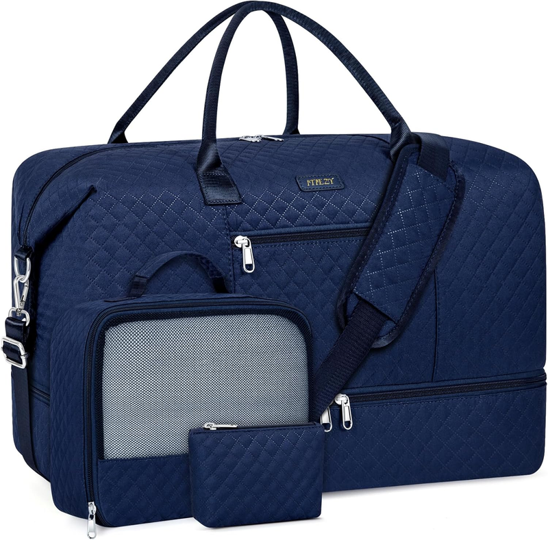 Women Weekender Travel Duffel Bag Carry On w/ Shoe Compartment Large Nylon Tote9