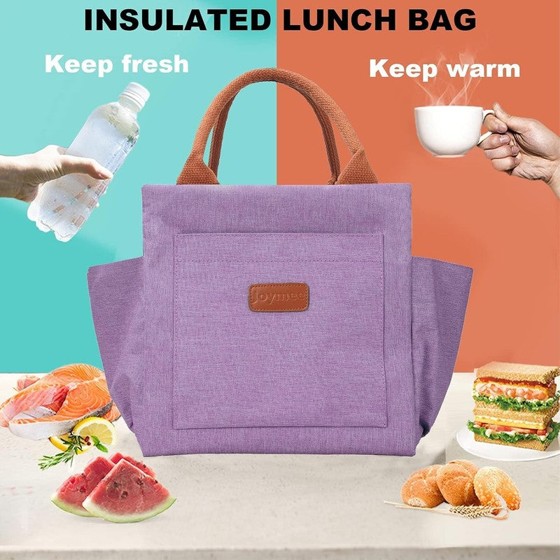 Insulated Lunch Bag for Women Men Large Reusable Tote w/ Bottle Holder Purple4