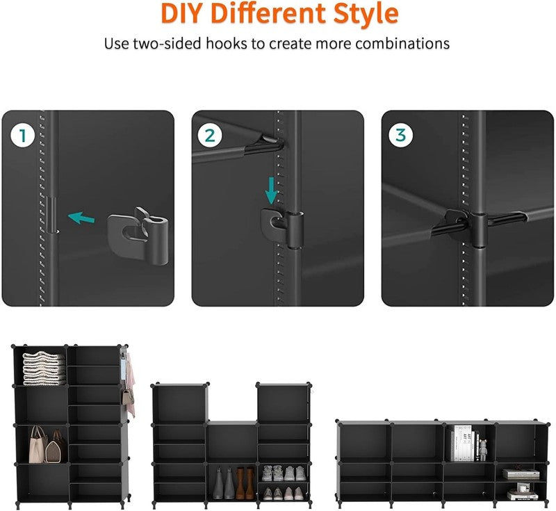 6 Cube Closet Organizer, Stackable Storage Shelves for Clothes, Black7