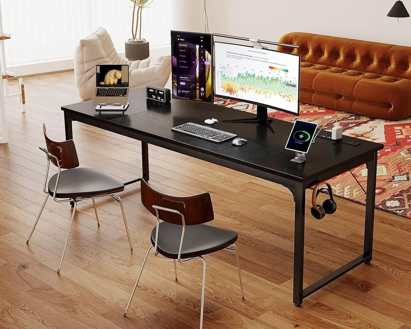 71'' Computer Desk w/ USB Ports Large Office Study Student Writing Desk Black7