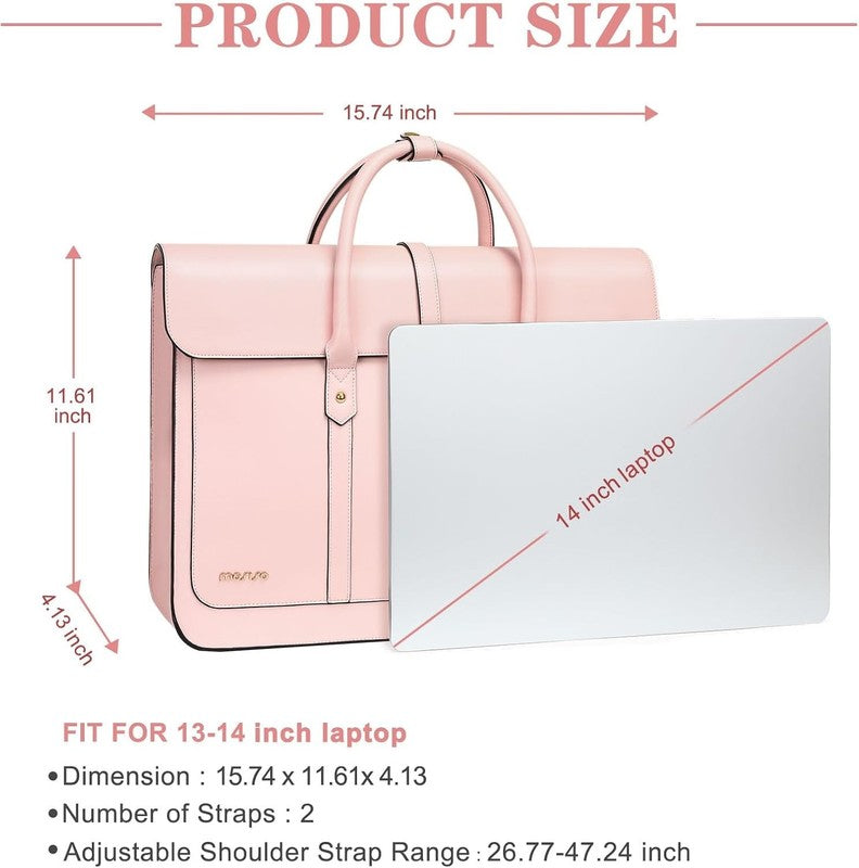 Women Laptop Tote Bag 15–15.6 Inch PU Leather Convertible Backpack Pink6