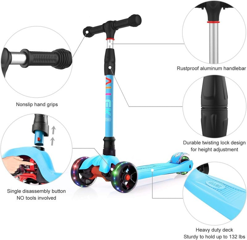 Kick Scooter B02 Lean 'N Glide Wide PU Light Up Wheels 4 Heights Aqua Blue1