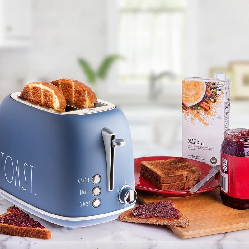 Retro 2 Slice Stainless Steel Toaster Wide Slot 6 Browning Bagel Cancel Navy4