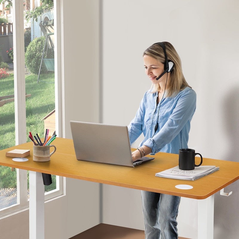 55"×24" Electric Height Adjustable Standing Desk Sit Stand Workstation Oak6
